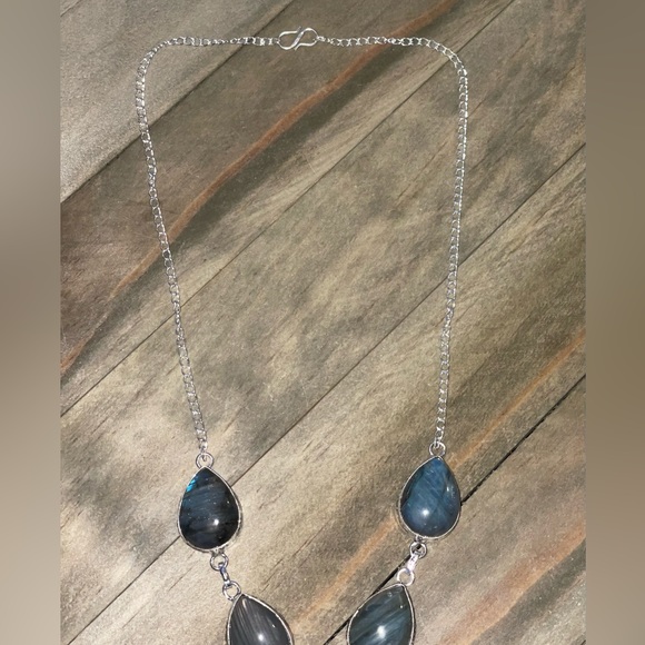 Firey Labradorite Manifesting, Healing Gemstone Boho Teardrop Necklace - Picture 6 of 9